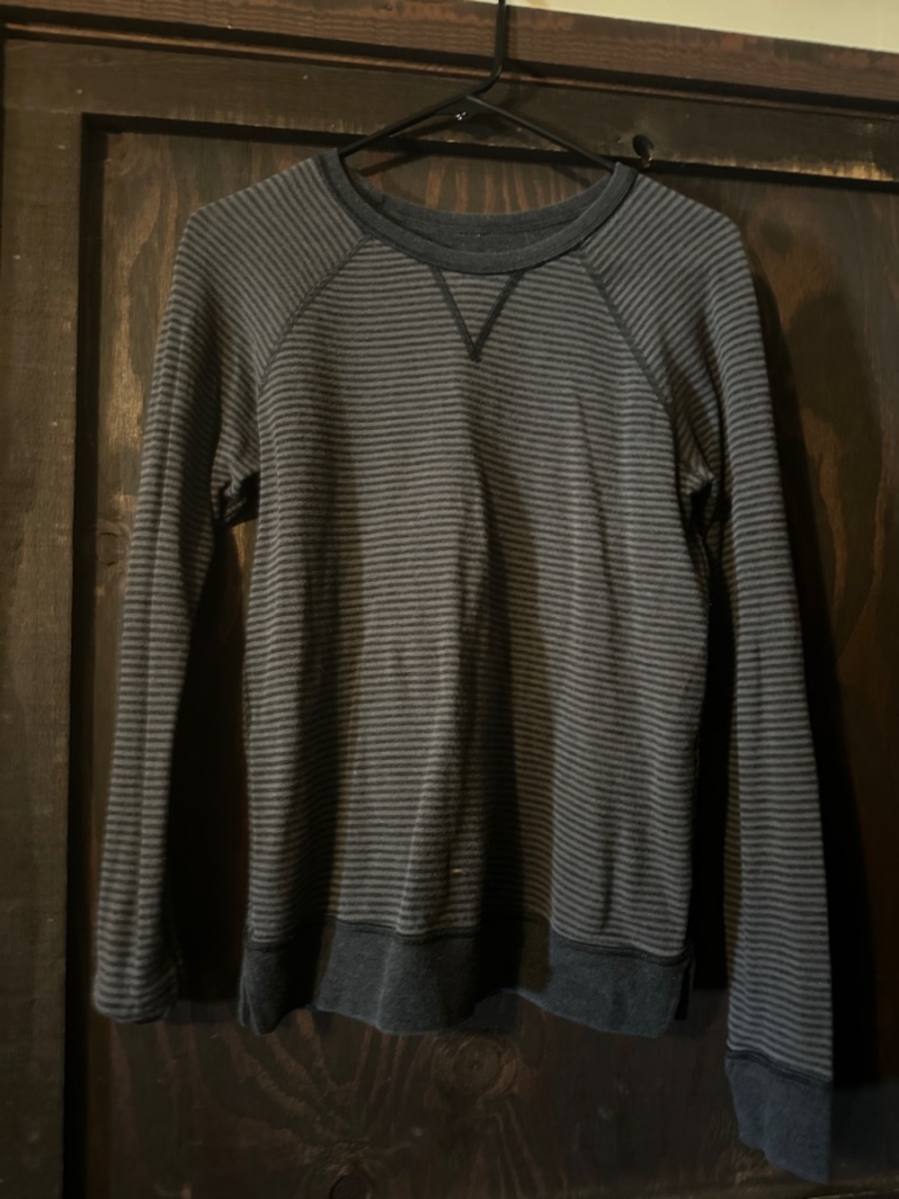 lululemon athletica Women's Gray Striped Crewneck Sweater
